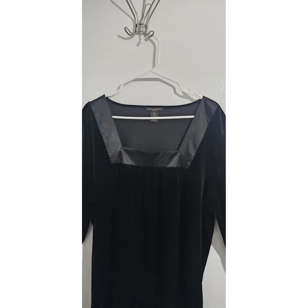 Susan Lawrence Velvet Top Satin Trim Square Neck 3X Whimsigoth Stretch‎ Timeless